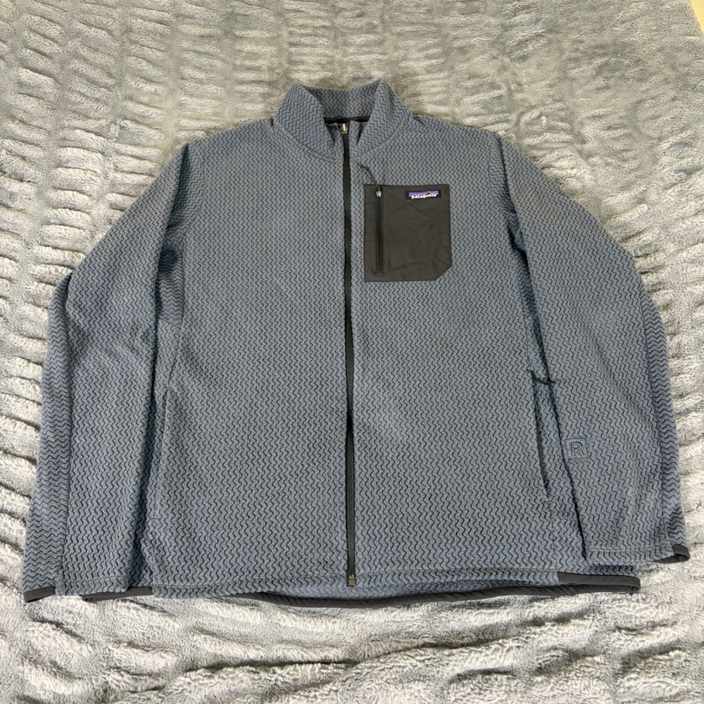 Patagonia Mens R1 Air Full Zip Jacket Smolder Blue 40275 XL Zigzag Fleece